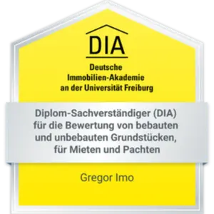 Diplom Abzeichen Sachverständiger für Immobilienbewertung der Deutschen Immobilien-Akademie an der Universität Freiburg